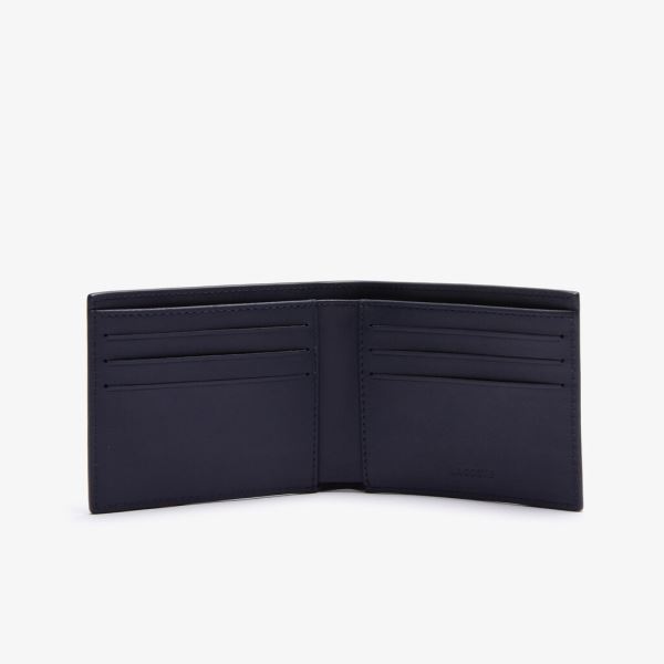 Lacoste Fitzgerald Check-Effect Textured Leather Wallet Pánské - Peněženka Tmavě Blankyt Blankyt / B